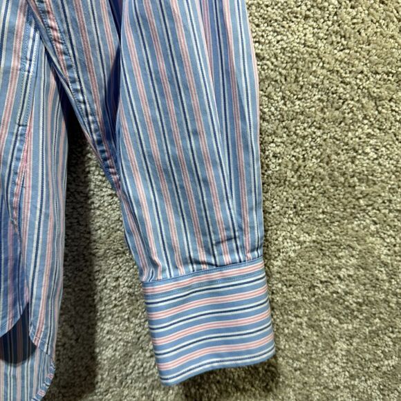 Tailorbyrd‎ Shirt Men's Large Blue Pink Striped Button Down Long Sleeve Cotton - Picture 6 of 13